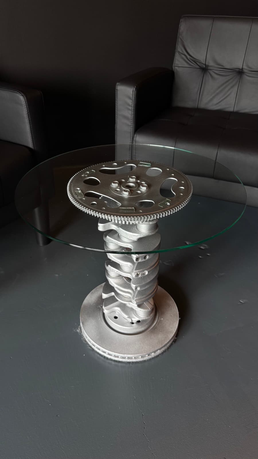 Crankshaft side table in the lounge